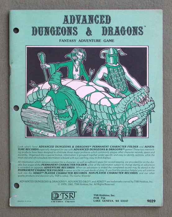 Image for Permanent Character Folder & Adventure Records (Advanced Dungeons & Dragons)
