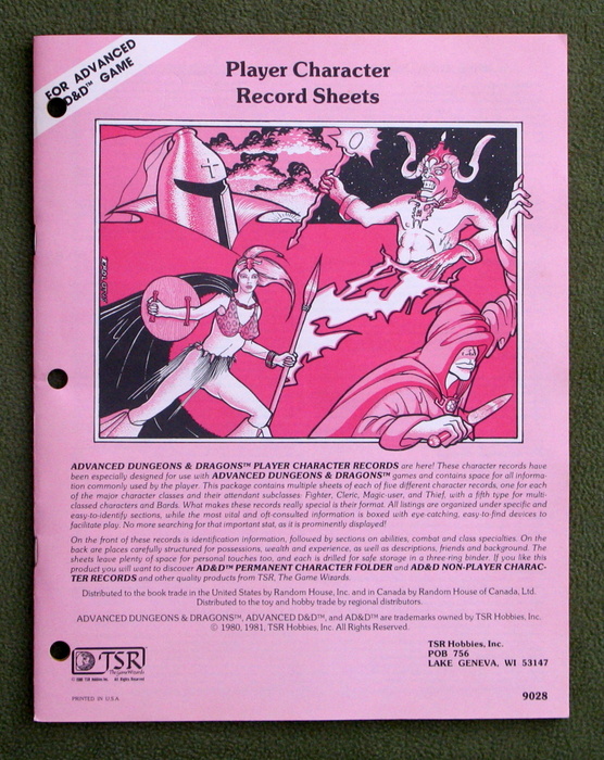 Image for Player Character Record Sheets (Advanced Dungeons & Dragons)