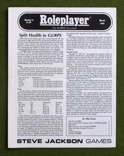 Image for Roleplayer, Number 9: The GURPS Newsletter (Magazine)