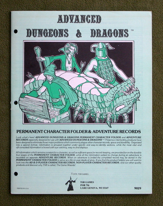 Image for Permanent Character Folder & Adventure Records (Advanced Dungeons & Dragons) - WRITING