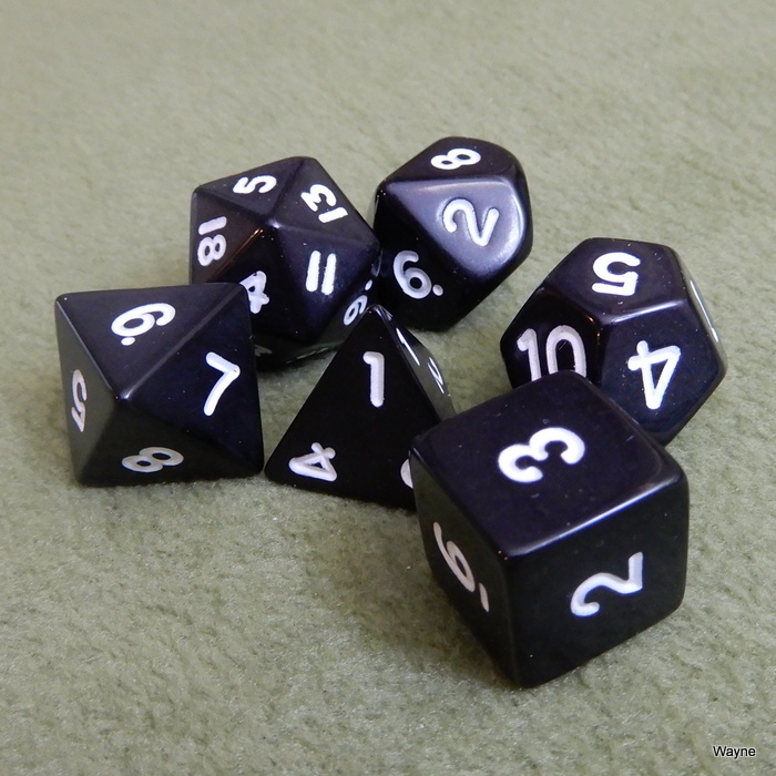 Image for Black - White Numbered 6 Dice Set