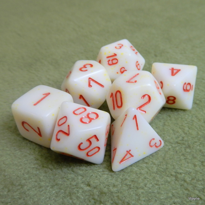 Image for Ivory - Red Numbered 7 Dice Set
