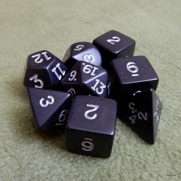 Image for Black - Gray Numbered 8 Dice Set