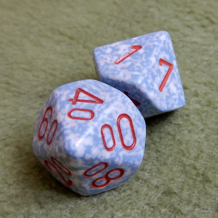 Image for Gray White Speckled - Red Numbered Percentile Dice Set