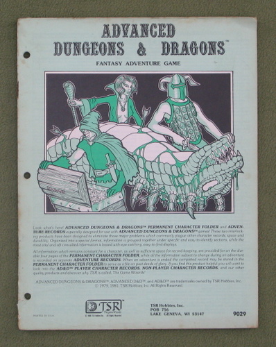 Image for Permanent Character Folder & Adventure Records (AD&D) - PLAY COPY