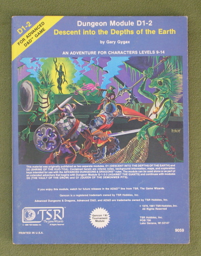Image for Descent into the Depths of the Earth (Advanced Dungeons and Dragons Module D1-2)
