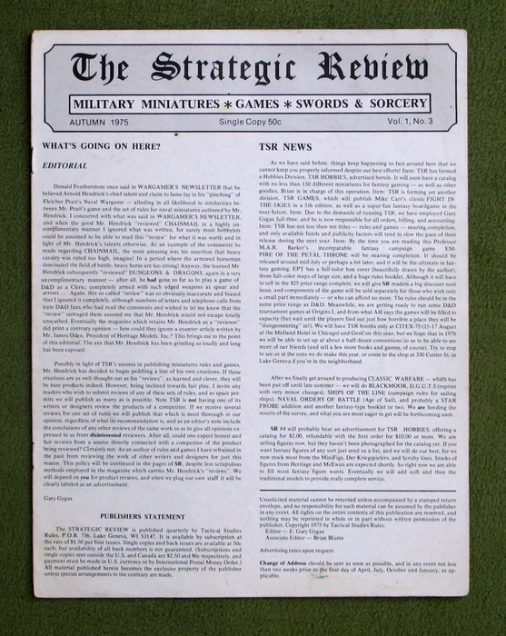 Image for Strategic Review #3: Vol. I No. 3 (Dungeons & Dragons)