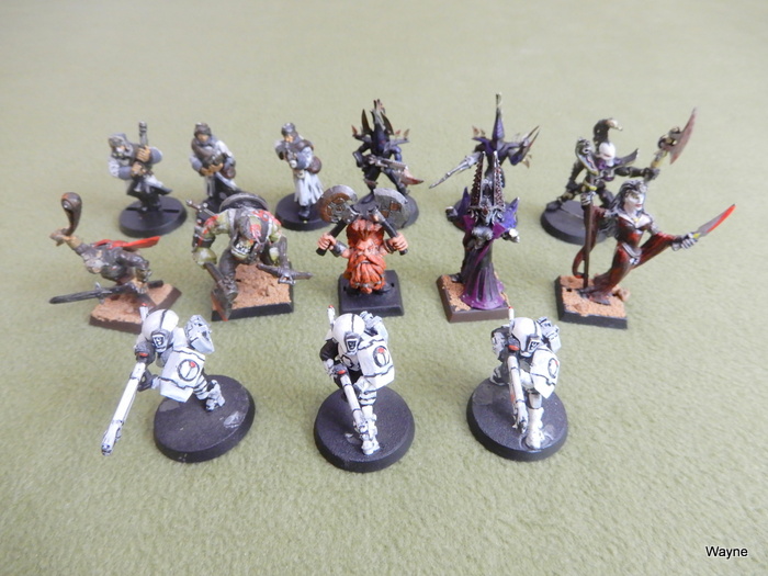 Image for Warhammer Miniatures Lot: WH40k and WHFB (14 painted minis)