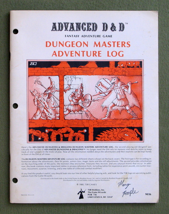 Image for Dungeon Masters Adventure Log (Advanced Dungeons & Dragons, 1st edition)