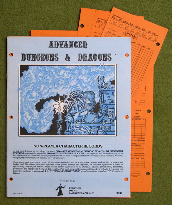 Image for Non-Player Character Records (Advanced Dungeons & Dragons) - PLAY SET