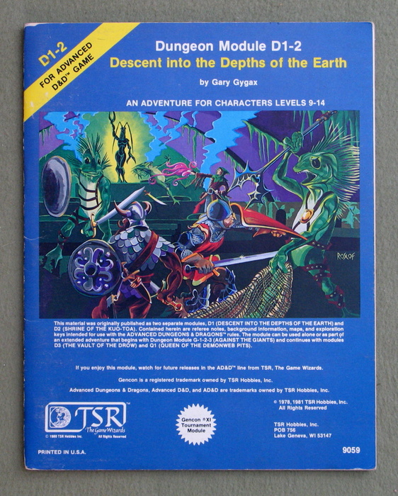 Image for Descent into the Depths of the Earth (Advanced Dungeons and Dragons Module D1-2)