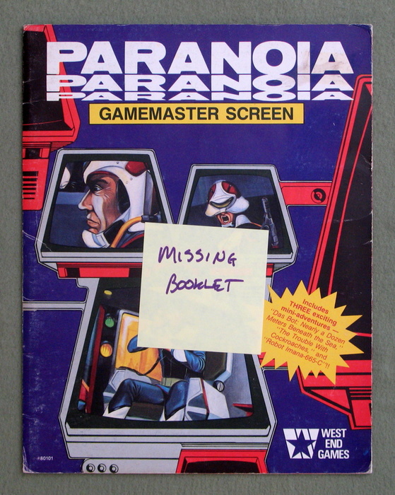 Image for Paranoia Gamemaster Screen (Paranoia, 1st Edition) - MISSING BOOKLET