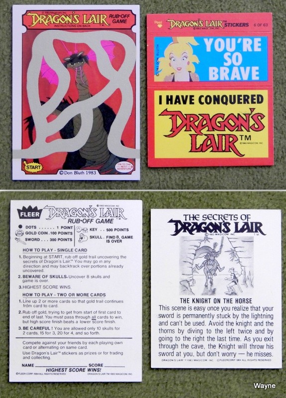 Image for Dragon's Lair Cards Pair, Fleer, 1984 (Rub-off Game & Stickers)