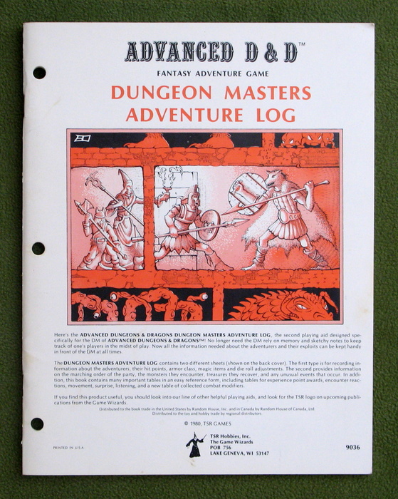 Image for Dungeon Masters Adventure Log (Advanced Dungeons & Dragons, 1st edition)