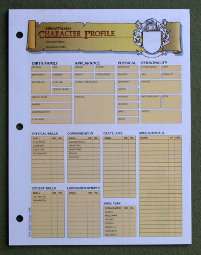 Image for Harnmaster Character Profile (Character Sheets)