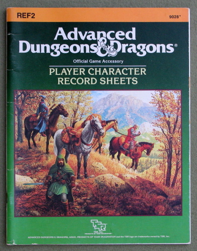 Image for Player Character Record Sheets (Advanced Dungeons & Dragons accessory REF2) - PLAY COPY