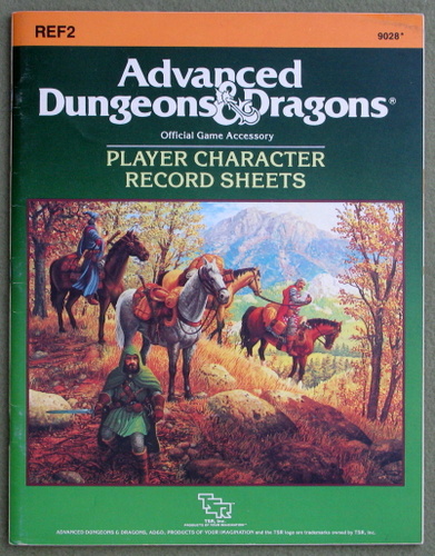 Player Character Record Sheets (Advanced Dungeons & Dragons accessory REF2) Image for Player Character Record Sheets (Advanced Dungeons & Dragons accessory REF2)