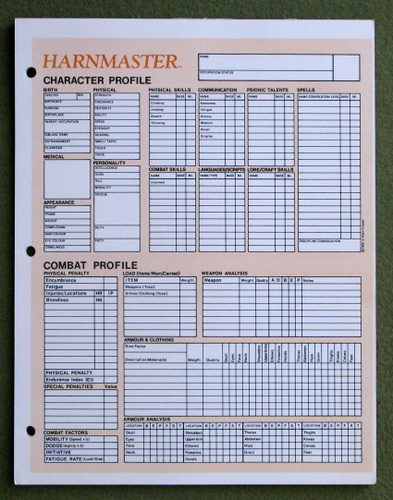 Image for Harnmaster Character Profile (Character Sheets)