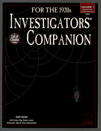 Image for Investigator's Companion for the 1920s: Volume 1 - Equipment & Resources (Call of Cthulhu)